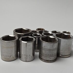 Used 3/8" Drive 6 Point Shallow Sockets Set Various Brands READ DESCRIPTION #689